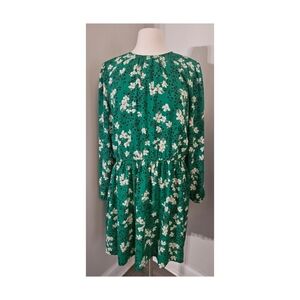 Loft Green Floral Long Sleeve Dress XL